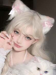 2个蓝色猫耳发夹，甜美洛丽塔女仆头饰角色扮演毛绒猫耳发夹 - 纯色涤纶材质，爪夹，发卡，发夹，女士发饰，发卡 - 彩色 - 查看 7