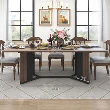 71"/78" Large Luxurious Rectangular White Dining Table For 6 8 10 People W/Marble-Color Wood Tabletop,Metal Adjustable Leg.Modern 6ft Family Dinner Table For Rustic Office Kitchen Living Room - Brown - View 7