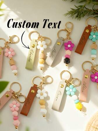 1 breloc personalizat cu brățară, brățară din silicon, brățară cu nume din mărgele, breloc în stil boho, brățară personalizată, cadou pentru ea, cadou de Ziua Mamei