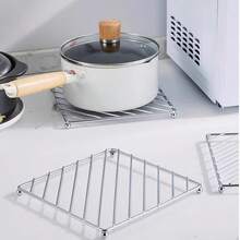 1pc Heat Resistant Pot Holder, Trivet Mat, Coaster, Table Protector, Kitchen Utensil Rack, Kitchen Pot Pad - Silver - View 6