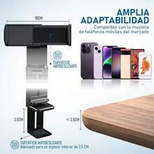 Soporte Plegable para Celular de Avión, Rotación de 360° Ajustable, Accesorios para Teléfono Universal para Viaje, Cocina, Oficina, Volar, Soporte Celular Portátil Compatible con \/ Galaxy - negro - Ver 4