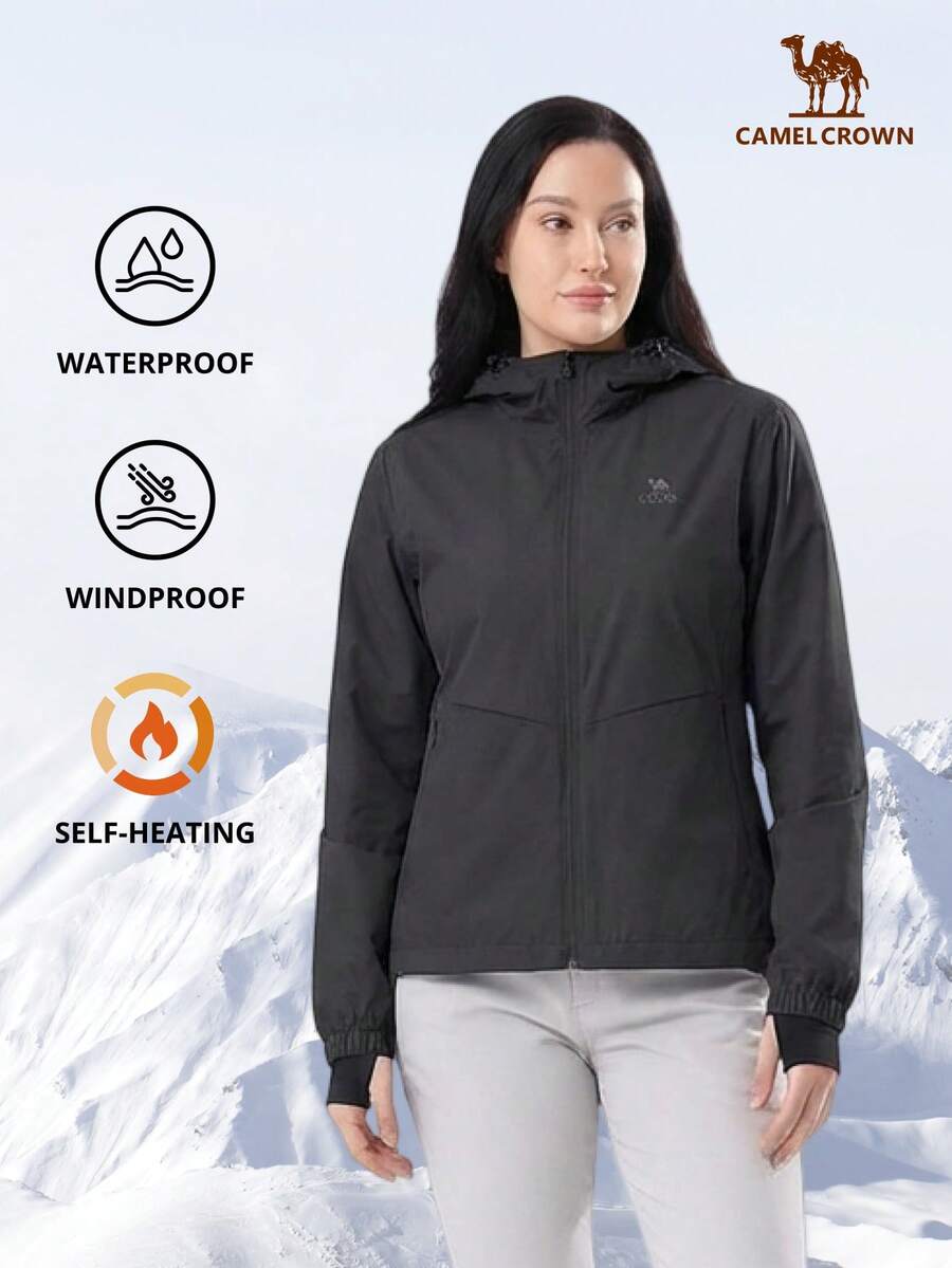 CAMEL CROWN Women's Soft Shell Boxing Jacket, Autumn/Winter Sports Jacket, Waterproof Windproof Fleece Jacket - Phantom Black - View 1
