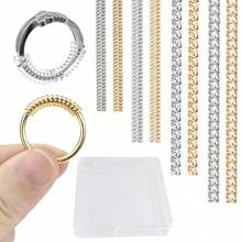4 件装可调节塑料戒指尺寸调节器，隐形戒指紧固线圈，用于固定松动的戒指，男女通用珠宝尺寸调整保护器（金色） - 金色 - 查看 17