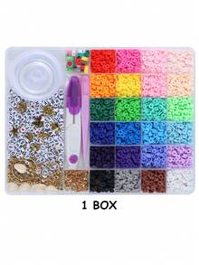 Bohemian Style Polymer Clay Bead Set, Mixed Shapes And Colors, Flat Round Polymer Clay Bead Set, Suitable For Jewelry Making, Friendship Bracelet Making - Polymer Clay Set - View 15
