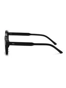 1 par de gafas de hombre con montura cuadrada de PC negra, unicolor minimalista, remaches, de moda y versátiles - Negro - Ver 4