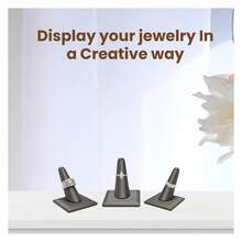 Box 4 Pack Silver Leatherette Jewelry Ring Finger Display2.12x2.12x2.37 Inches With Square Base - Ring Holder Organizerfor Selling Or Personal Use - Display Stands For Rings - Multicolor 778 - View 3
