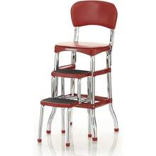 ASDCosco Stylaire Retro Chair + Step Stool with Flip-Up Vinyl Seat Gold - Asiento abatible+Rojo - Ver 1