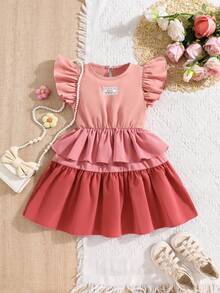 Girls' Sweet And Gentle Princess Dress For Spring/Summer, Delicate Lace Polka Dot Accents, Multi-Layer Fluffy Skirt Adding Dreamy Feel, Showcasing Childlike Innocence And Elegance - Watermelon Pink - View 3