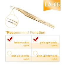 1pc Lashtalk Precision Fiber Tip Tweezers, Suitable For Eyelash Extension, Diamond Texture Non-Slip High-Grade Stainless Steel Material, From Nagaraku Cosmetics - Gold - View 16