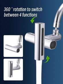 1个大型瀑布式厨房水龙头过滤器，多功能厨房水槽水龙头喷头，三合一360°旋转防溅装置，瀑布式旋转厨房水龙头，用于清洗蔬菜和水果