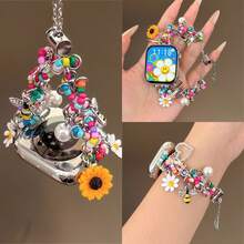 1pc New Sunflower & Bee Bracelet Watch Band, Compatible With Apple Watch Band Sizes 40mm, 44mm, 38mm, 41mm, 42mm (S10) 42mm, 45mm (S1046) 49mm Compatible With Apple Series 11 Ultra A3, SE3, Ultra 2, S10, SE2, 987 SE6543, 2 Suitable As Thanksgiving, Christmas Gift - Rose Color - View 6