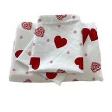 3pcs Heart Pattern Printed Duvet Cover Set, White Base Color With Red Heart (Solid Heart, Patterned Heart) And Small Snowflake Decorative Patterns, Warm And Romantic Style, Machine Washable, Suitable For All Seasons (1 Duvet Cover + 2 Pillow Shams, No Insert), Ideal For Bedroom And Guest Room Bedding Decor - White - View 4