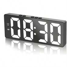 Reloj Digital LED de Gran Pantalla – Versión Personalizada en Español, Modelo Grande / Mediano / Pequeño / Cuadrado, Pantalla HD con hora, fecha, día y temperatura, brillo automático de 10 niveles, temporizador 99:99, doble alarma programable, memoria de apagado, diseño recargable (batería no incluida), ideal para hogar, oficina, escuela, gimnasio, tiendas y espacios comerciales; incluye control remoto en modelos Grande y Cuadrado - Blanco - Ver 8