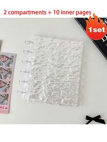 1pc偶像照片卡收藏册-4口袋塑料长方形照片套装含10本套装ins简约磨砂相册蘑菇扣活页竖版生活四格卡片册明星追星小卡片票据收纳册