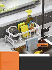 1pc/Set Multi-Functional Metal Storage Rack - Kitchen Faucet Organizer, Soap Dish & Towel Rack, Space-Saving Bathroom Sink Countertop Storage Rack, Ideal For Kitchen And Bathroom Organization - Multicolor - View 8