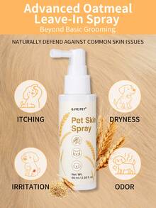 GJYC PET 2.03 Oz Oatmeal Spray For Dogs & Cats - Pet Skin Itch Relief Spray - Soothes Hotspots, Allergies, Dry & Irritated Skin - No-Rinse Moisturizing Spray For Puppies & Kittens - Yellow - View 1