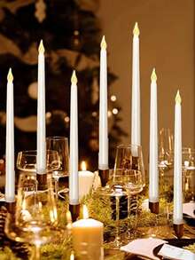 1pc/2pcs/3pcs Spiral Long Stem LED Fake Electronic Candle Lights, Flameless Candle Lights For Home Decor, Room Tabletop Decor, Holiday Decor, Party Decor, Wedding Decor, Christmas Decor - Yellow - View 6