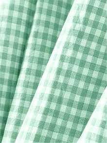 Women's Spring/Summer Sleeveless Plaid Casual Dress, Button Front Loose Fit Sundress, Country/Boho Style, Vacation Outfit, Business Casual Elegant - Green - View 6