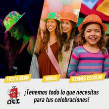 R-TIENDA  Set de 10 Soreros de Boín Neón de Plástico Accesos para Fiestas - Variedad de Cos y Diseños antes Ideal para Boda Accesos Fiesta Neon Party Cumpleaños - como en la foto - Ver 5