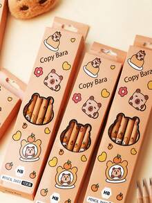 12支/24支水豚铅笔套装，高品质创意学生文具铅笔，绘画用品，颜色和款式随机（1盒12支），办公用品，儿童喜爱的文具奖品（需要削尖），送给家人、朋友、同事的礼物，适用于办公室、学校、绘画、学生、马克笔、文具、男孩、女孩、学习用品、水豚爱好者 - 彩色 - 查看 4