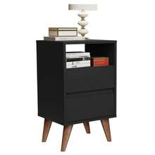 Mesa de Cabeceira Like Em MDF Pés para Quarto Casal ou Solteiro Decoração - Preto - Visão 2