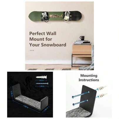 Snowboard Wall Mount Display, Solid Aluminum Snowboard Mount Wall Home And Garage Snowboard Storage And Surfboard