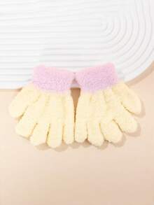 1 Paar Kleinkind Mädchen einfarbige minimalistische dicke warme Fleece Fäustlinge, 1-3 Jahre, Herbst/Winter