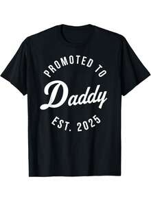 Funny 1st Time Dad EST 2025 New Dad New First Fathers Day  Unisex T-Shirt - 黑色 - 查看 1