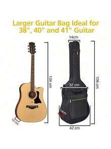 41 英寸防水吉他包，原声吉他包防水双可调节肩带吉他盒演出包带后挂环，吉他包，电吉他盒，防水牛津电吉他演出包，两个口袋，适用于原声古典吉他、尤克里里琴、贝斯吉他