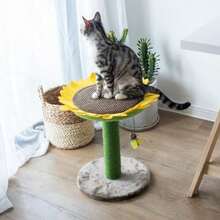 Catry Cat Sunflower Tree Bed with Scratching Post with Sisal Covered Climbing Activity Tower Natural Jute Fiber 2-in-1 Scratching Post and Bed Best Holiday Idea Gift - como en la foto - Ver 3