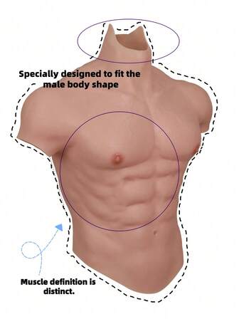 1 st silikon M/L/XL muskeltröja för män, realistisk magmuskulatur, uppgraderad realistisk 8-pack magmuskler, stor bikakedesign för osynlig komfort, lämplig för cosplay, Halloween-fester, transpersoner och andra tillfällen