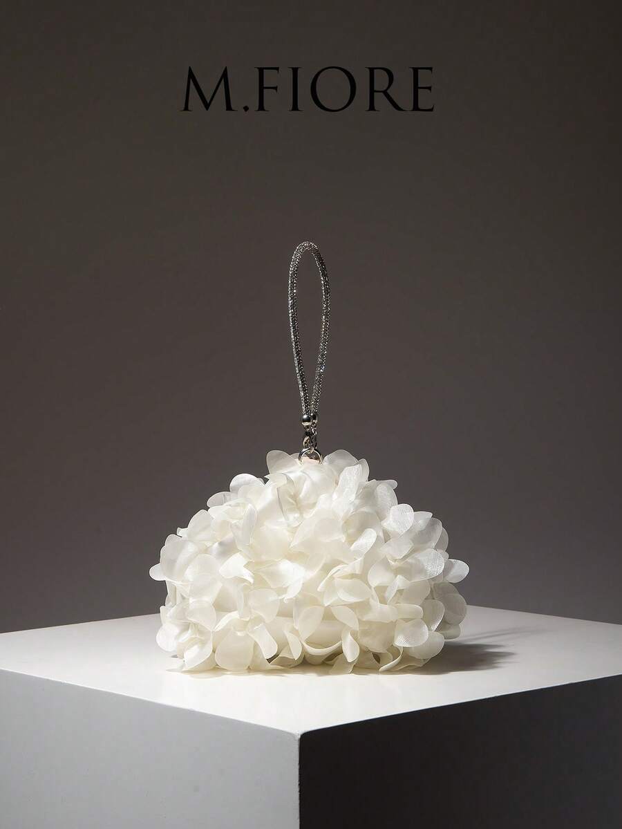 Mini Wallet, Floral Clutch, Evening Bag, Novelty Bag, Bridal Party Bag, Ball Gown Bag, Ball Gown Accessories, Elegant Ladies Bag, Wedding Supplies, Ladies Gift, Christmas Bag, Valentine's Day (Random Pattern) - Beige - View 1