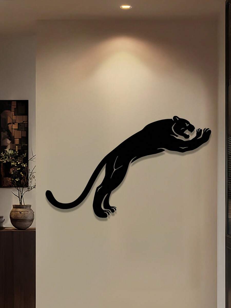 1件豹纹金属墙饰，野生动物标志，适用于农舍、花园、户外、卧室、客厅、餐厅，家居礼品，墙面悬挂装饰