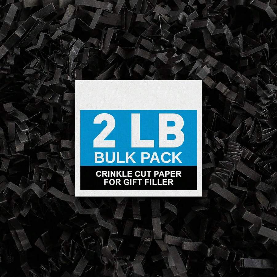 2LB Crinkle Cut Paper, Shred Packing Grass Cushion Paper Streamer For All Occasions, Gift Baskets - Perfect For Christmas Wedding Birthday Bridesmaid Engagement Craft Gift Boxes Bags Basket Filler Decoration Shredded Paper Filler, Christmas Gifts, Christmas Stuffers & More (White/Pink/Black) - 黑色 - 查看 1