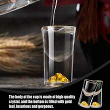 6pcs/Set, 15ml/0.5oz Mini Gold Rim Cups, Suitable For Bars, Clubs, Home Parties, Father's Day Gifts