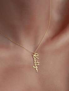 Vertical Name Necklace In Sterling Silver, Cursive Name Jewelry, Custom Name Charm, Personalized Gift, Vertical Minimalist Name Jewelry - Multicolor - View 11