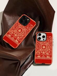 Funda de espejo con diseño floral oriental. Esta funda única también funciona como espejo y es compatible con  17,  16 Pro Max,  15 Pro Max,  13 y  12. Fabricada en TPU resistente para una protección eficaz contra golpes y caídas. Un regalo ideal para familiares, amigos o seres queridos en cualquier ocasión, como cumpleaños, vacaciones o simplemente porque sí. - Blanco - Ver 4