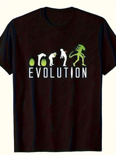 Willam Utauni T-shirt homme Alien 45e anniversaire Ellen Ripley Art - Évolution vers le graphique Xenomorph, noir avec impression verte, streetwear décontracté à manches courtes pour l'été et le camping, vêtements de camping, design humoristique, lavable en machine, Top confortable