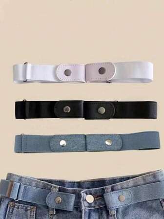 3 st osynligt elastiskt midjebälte för kvinnor, bekvämt töjbart midjeband, mångsidigt för jeans, sommarinspirerad stil