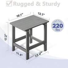 PASAMIC Addack - Mesa Auxiliar Cuadrada para Exteriores Mesa Auxiliar de Polietileno de Alta Densidad Resistente a la Intemperie para Patio Patio Piscina compañero de Interior Playa fácil - Gris - Ver 2