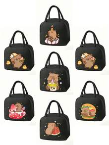 便携式双层保温午餐包，水豚图案，儿童防漏午餐包，可重复使用，适合上学、上学、上学等场合，男女通用，可调节肩带，保温保冷包，非常适合工作、办公室、野餐、海滩等场合，保温旅行两相宜。 - 彩色 - 查看 11