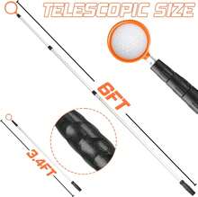 Prowithlin - Recuperador de pelotas de golf, de aleación de aluminio de 6 pies, accesorios telescópicos de golf, regalo de golf (6 pies, mango nuevo) - negro - Ver 4