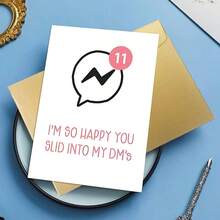 I'M SOHAPPYYOU SLID INTO MY DM'S', Unique Valentine's Day Greeting Card, Creative Message Design, Valentine's Gift For Wife/Husband/Boyfriend/Girlfriend, High-Quality Greeting Card With Envelope (12x17cm)/(4.72x6.7in) - Multicolor - View 6