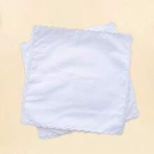 3pcs Simple Wavy Edged White Handkerchiefs, Suitable For Men And Women, Soft Polyester Handkerchief, Great For Wedding Party Gifts, Parties, Gifts, Wedding Favors, Party Accessories, Charming Accessory, Quality Craftsmanship, No Feathers, No Electricity Required - Multicolor - View 5