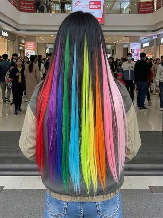 10 piezas de extensiones de cabello con clip de colores púrpura para mujeres - perfectas para uso diario, fiestas, disfraces y cosplay - mechones de cabello liso en tonos destacados - estilo Y2K, extensiones de cabello liso con clip de colores brillantes para fiesta de princesas de niñas, accesorio para disfraz de 22 pulgadas