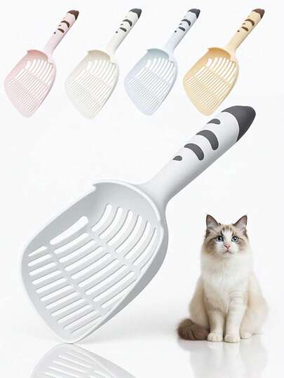 猫砂铲，猫砂铲，猫砂铲，卫生猫砂铲，宠物粪便收集器，猫砂筛，可爱手柄，带支架，适用于各种猫砂盆