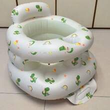 Inflatable Baby Seat, Cute Dinosaur Print Sit Me Up Floor Chair for Babies 3-36 Months, Blow Up Baby Sofa - Blanco - Ver 2