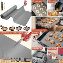 Tapete de silicona para hornear, 12 x 6 pies, bandeja de silicona de corte última intervensión, antiadherente reutilizable para masa y pastelería, rollo de silicona antideslizante para freidora de(Gris 182.9L x 50.8A cm) - Multicolor - Ver 1