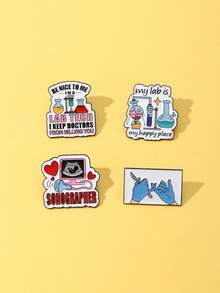 1/4 piezas Serie de profesión médica Broche de aleación de zinc, Hebilla de cinturón de equipo de laboratorio Decoración de mochila Insignia - Multicolor - Ver 12