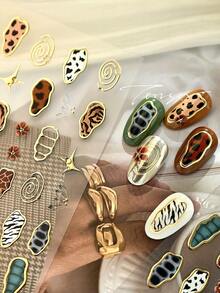 1pc Vintage Animal Print Nail Stickers, Colorful Leopard, Zebra, Cow Pattern Nail Art Decals, DIY Nail Supplies, Salon Accessories - Multicolor - View 1